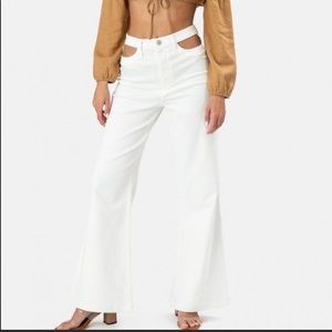 White flare jeans